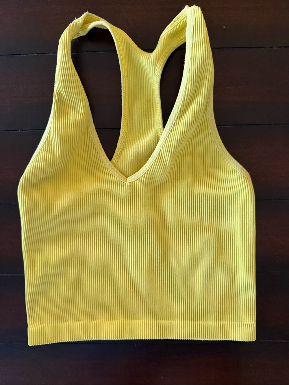 Free People Yellow Ribbed V-Neck Racerback Tank